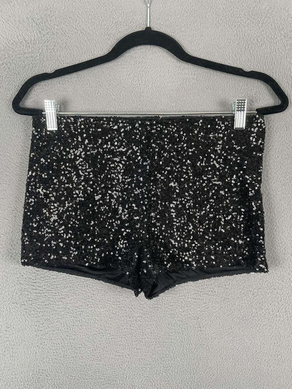 Phanuel Hot Pants Womens M Black Sequin Elastic Waist Pull On Party Cocktail